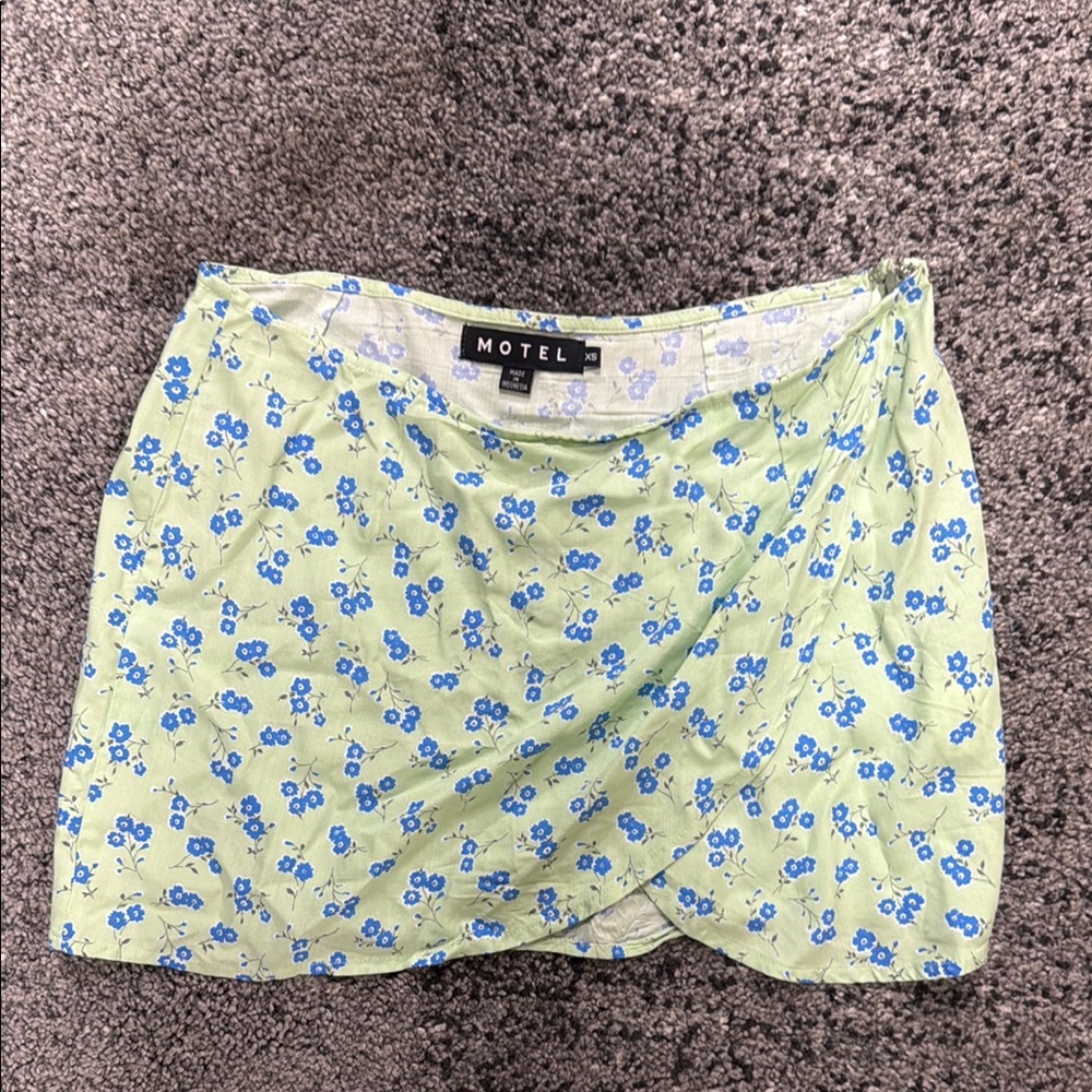 Motel Rocks Green Wrap Mini Skirt